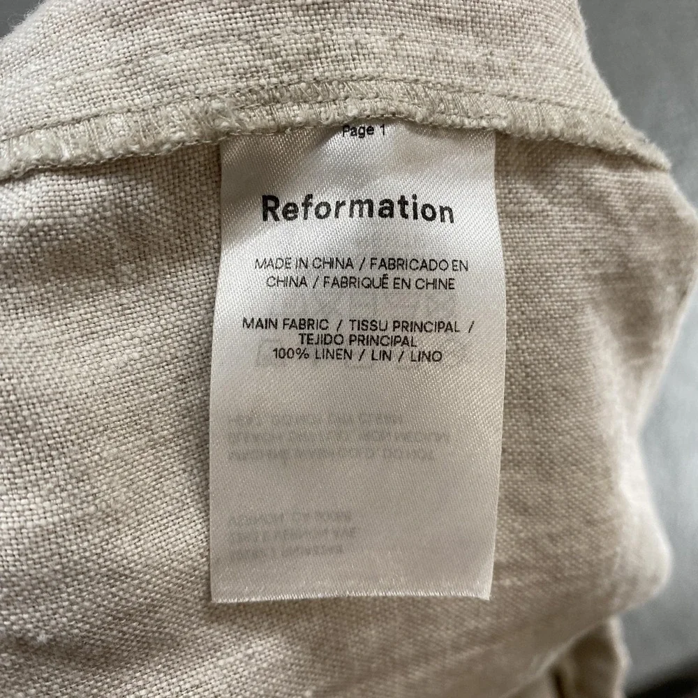 Reformation Cargo Pants Womens Medium Ethan 100% Linen Wide Leg Baggy Capsule
